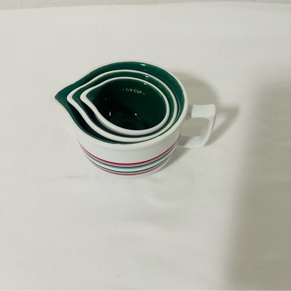 Chantal Ceramic Measuring Cups 3 Piece Set Green/White 1 Cup, 1/2 Cup, 1/4 Cup - Picture 7 of 8